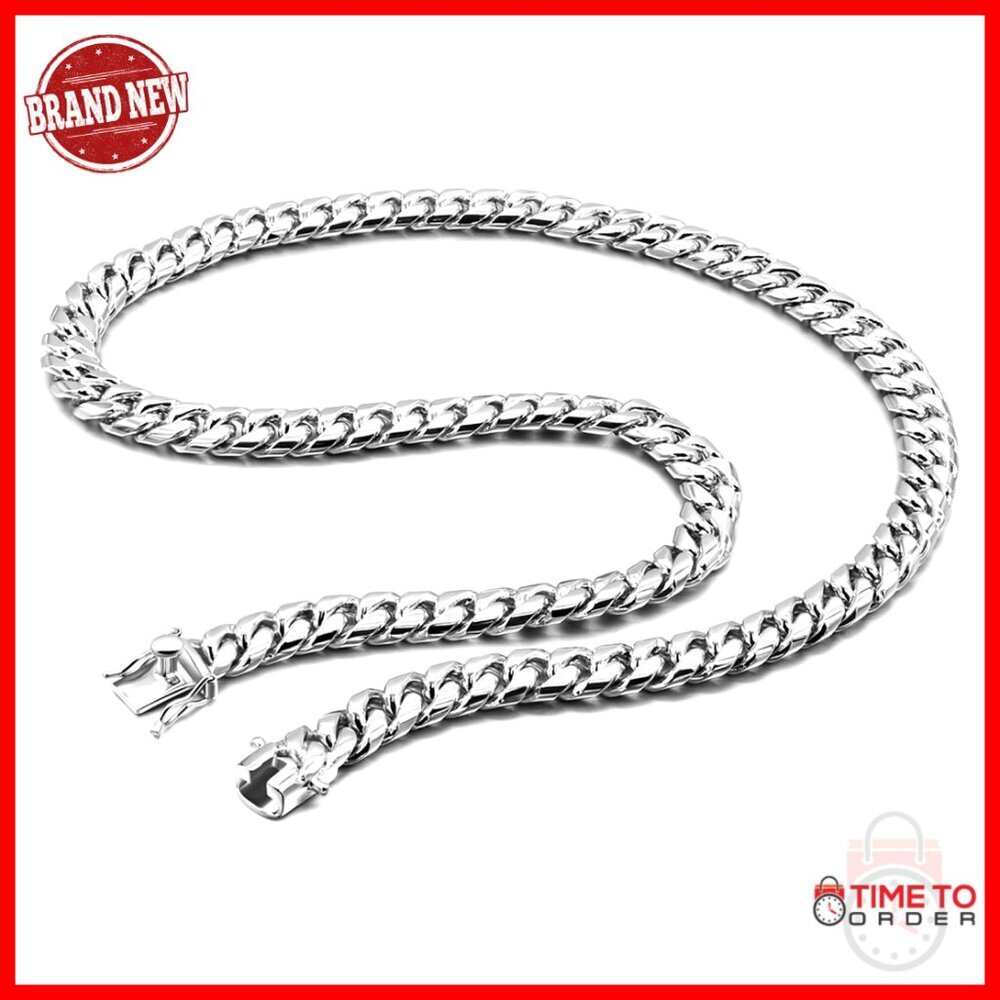 Solid 925 Sterling Silver Miami Cuban Link Chain Necklace 10mm 22-28in